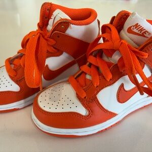 Nike Boys 11C Bright Orange and White Sneakers